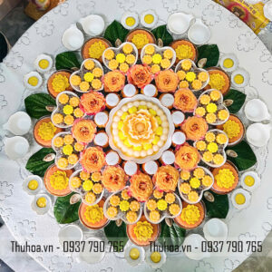 Mâm cúng cơ bản - thôi nôi bé trai tone cam - BT01