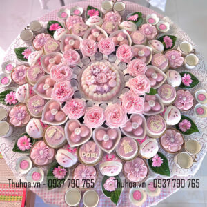 Mâm thôi nôi bé gái hồng tím - nâng cao - NC03