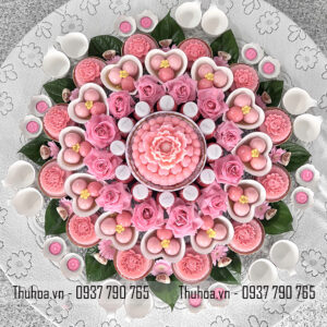 Mâm cúng thôi nôi bé gái tông hồng - CB01