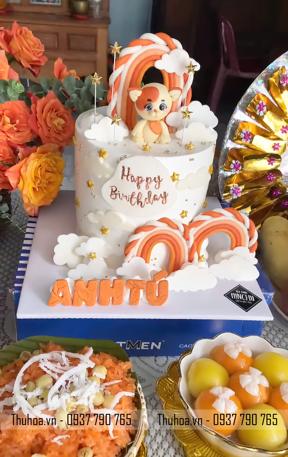 Mâm cúng thôi nôi bé gái tone cam- cơ bản - BG03 (7)