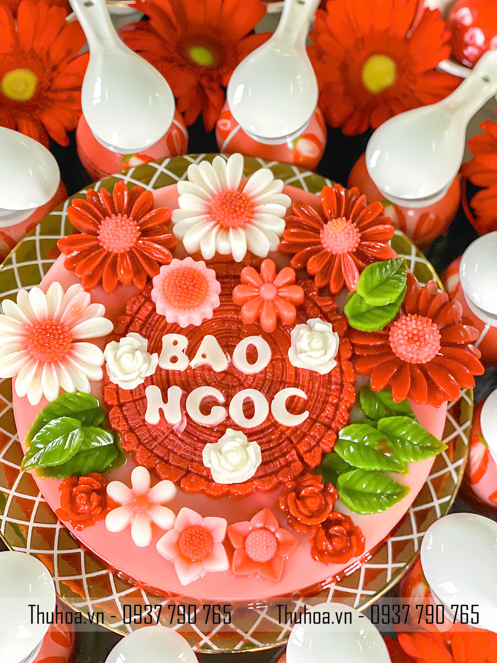 Mâm cúng thôi nôi bé gái tone đỏ - cơ bản - BG02 (4)