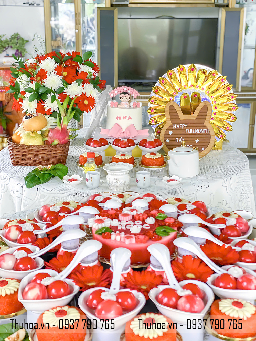 Mâm cúng thôi nôi bé gái tone đỏ - cơ bản - BG02 (6)