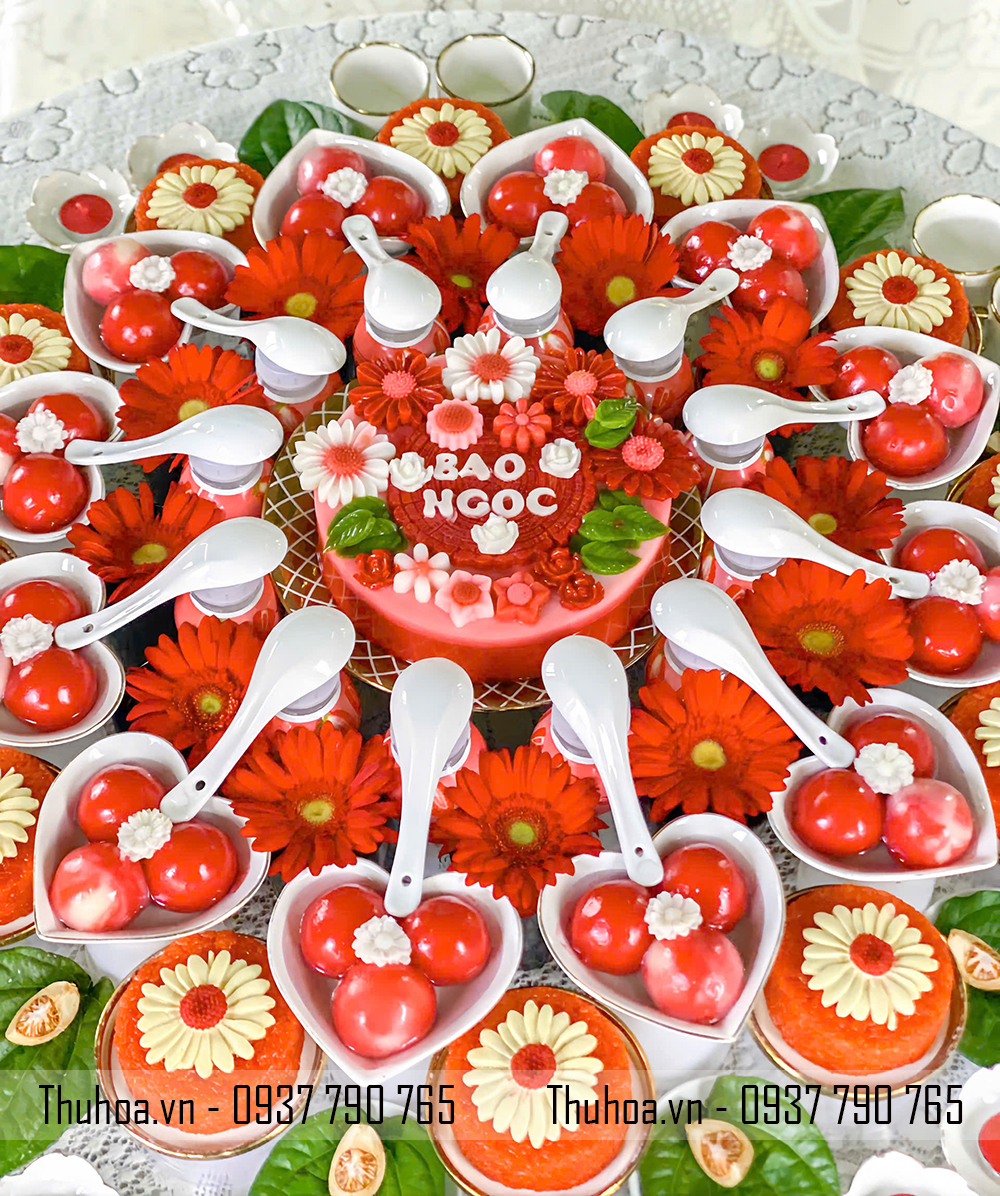 Mâm cúng thôi nôi bé gái tone đỏ - cơ bản - BG02 (8)