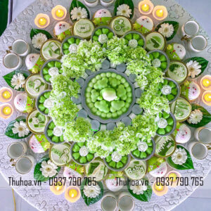 Mâm thôi nôi bé trai tone xanh lá - nâng cao - NC01