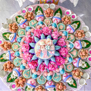 Mâm thôi nôi bé gái hồng, xanh dương - nâng cao - NC02