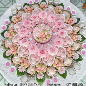 Mâm cúng bé gái hồng pastel- cao cấp - 08