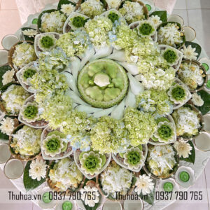 Mâm cúng bé trai xanh ngọc, trắng - cơ bản - 03