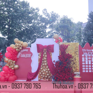 Trang Trí Sinh Nhật Người Lớn Sang Trọng - Tone Đỏ Vàng