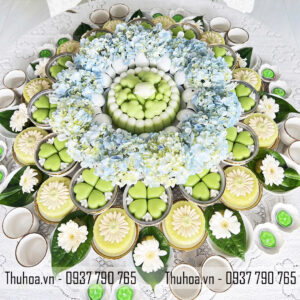 Mâm cúng bé trai xanh pastel - cơ bản - 13