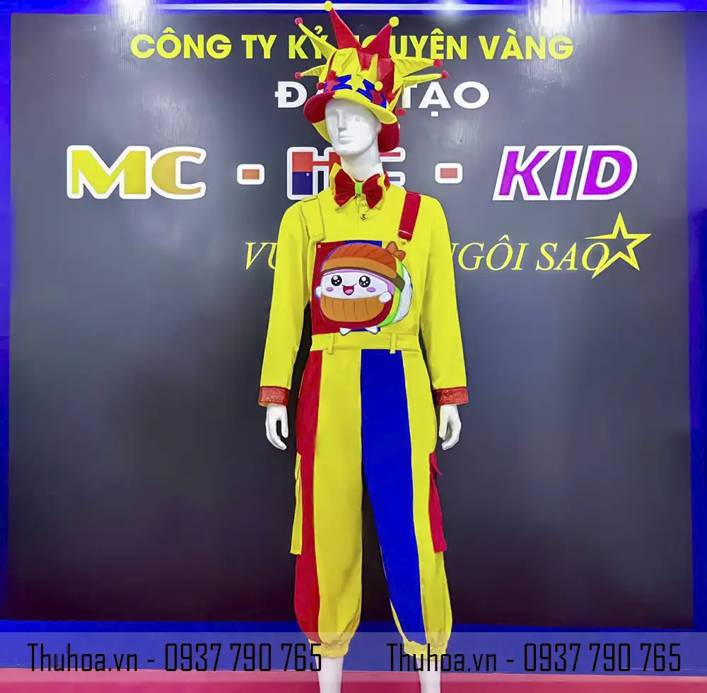 Trang phục chú hề – yếm chú hề thêu hoạt hình sushi 3D