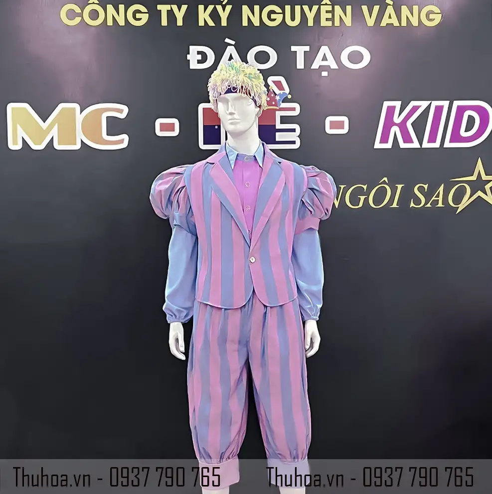 Trang phục vest chú hề hồng, xanh pastel – V16