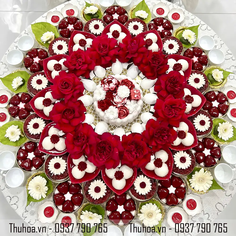 Mâm cúng bé gái tone đỏ – cơ bản – 15