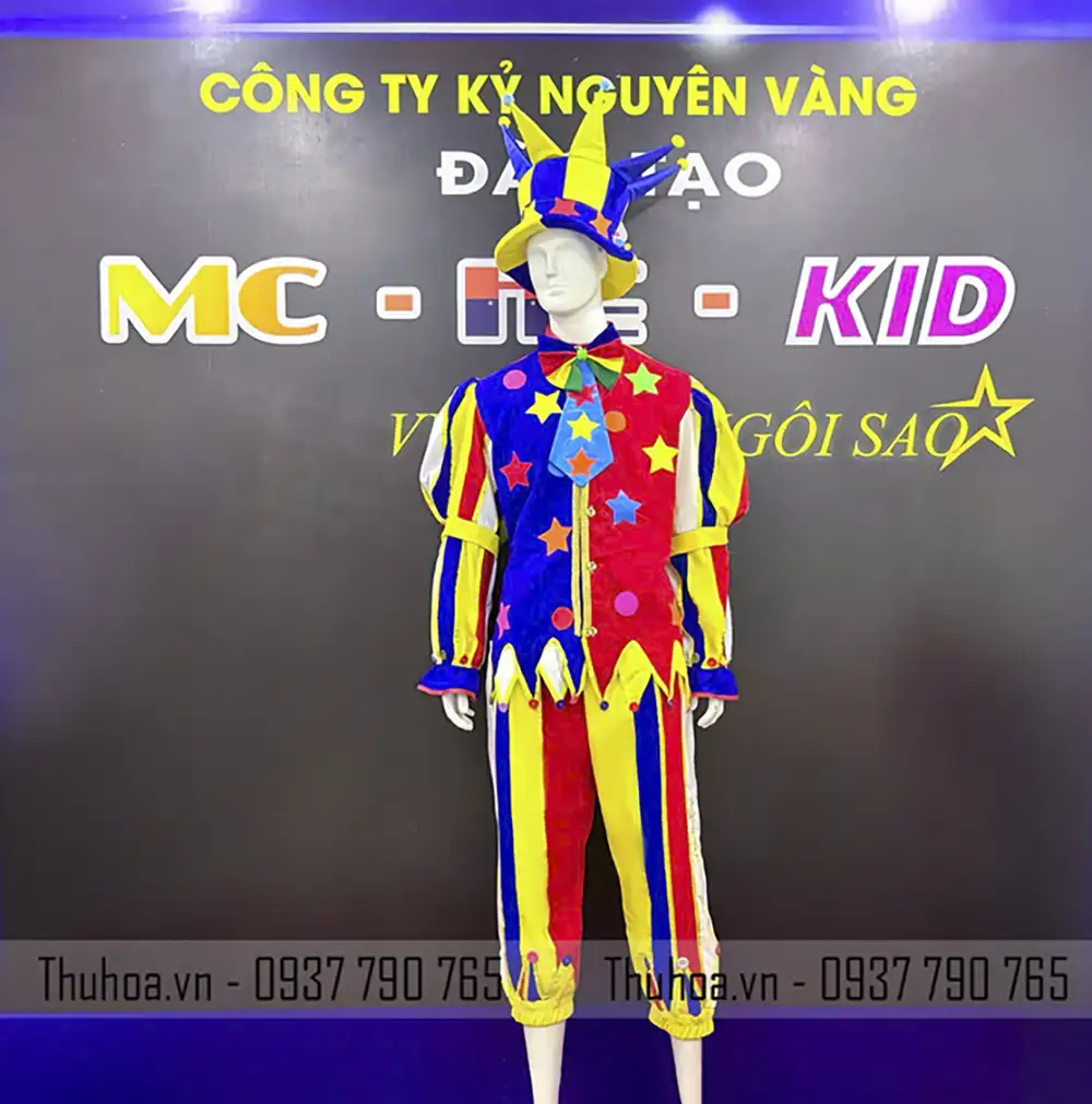 Trang phục chú hề phối họa tiết nhiều màu - HT01