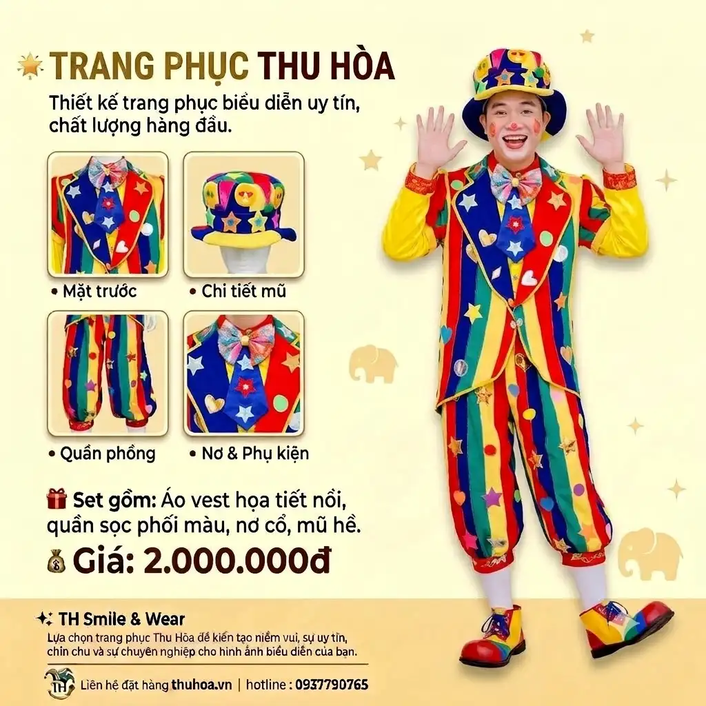 Trang Phục Vest Chú Hề 7 Sắc Cầu Vòng-V13
