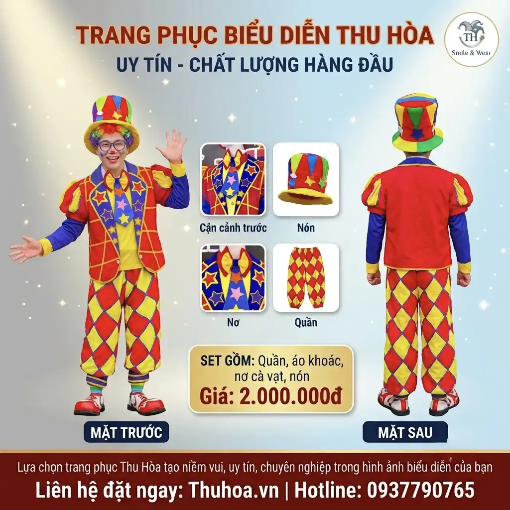 Trang Phục Chú Hề Đa Sắc Cao Cấp-CH01