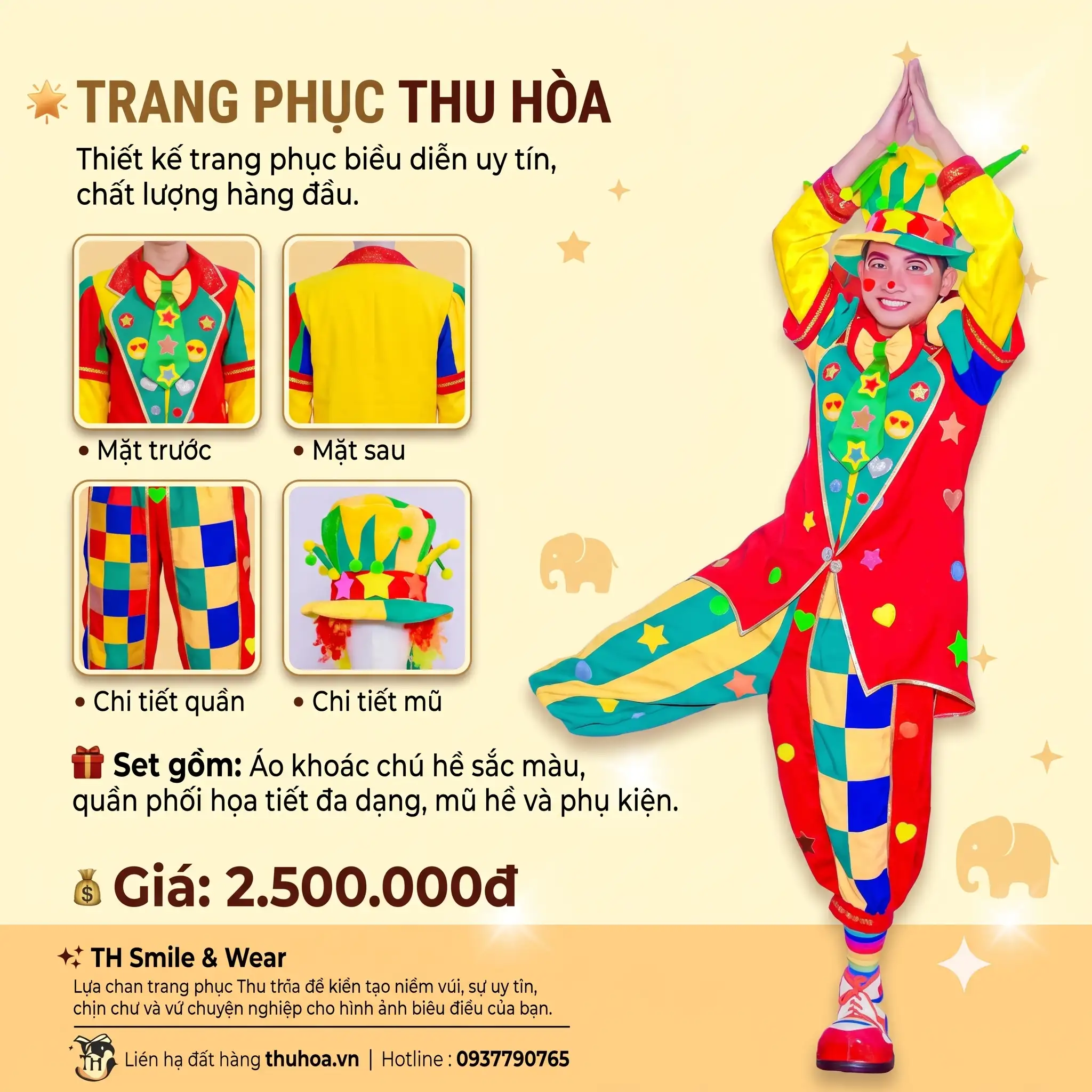 rang Phục Vest Chú Hề 7 Màu Vui Nhộn-V12