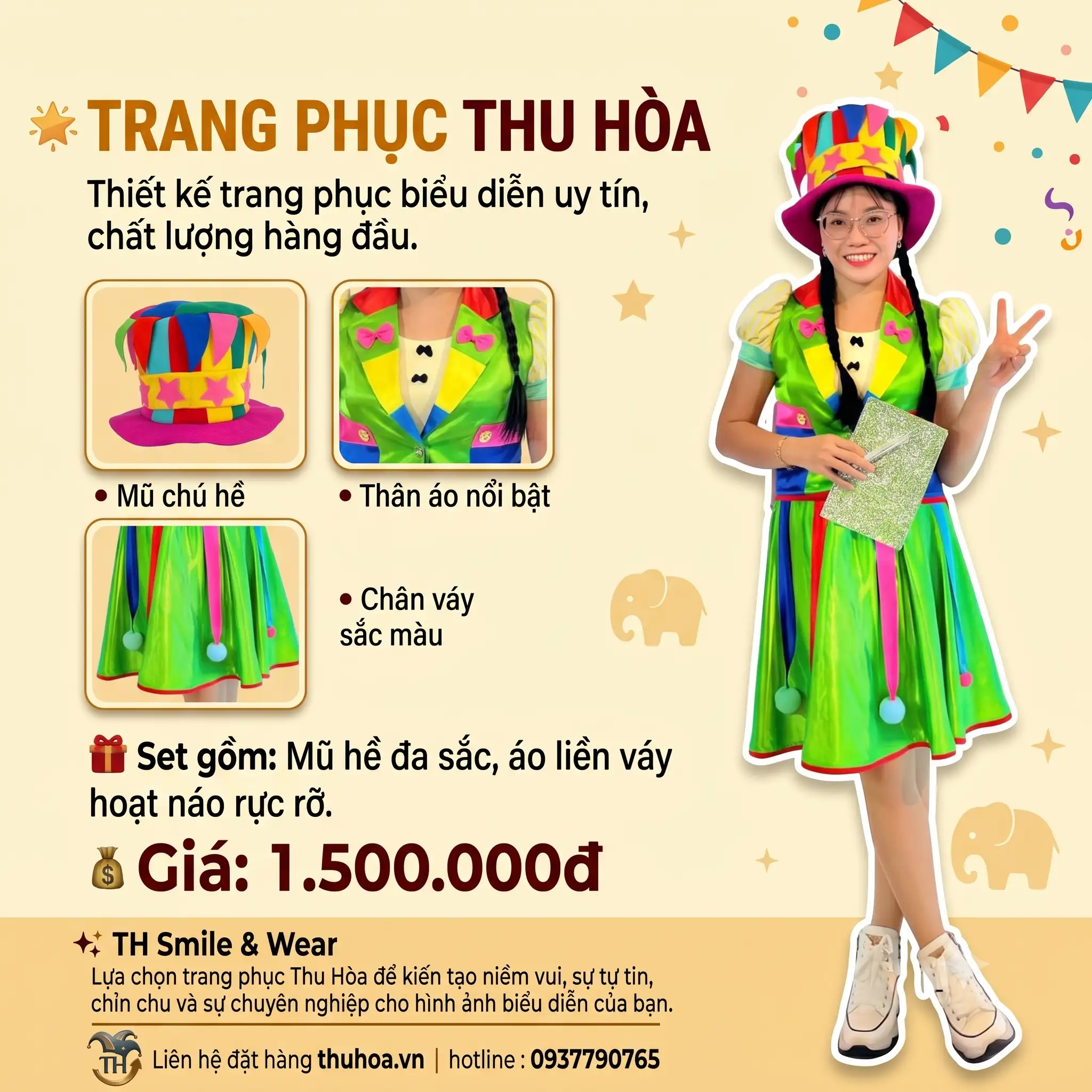 Trang Phục Cô Hề Đa Sắc-CH02