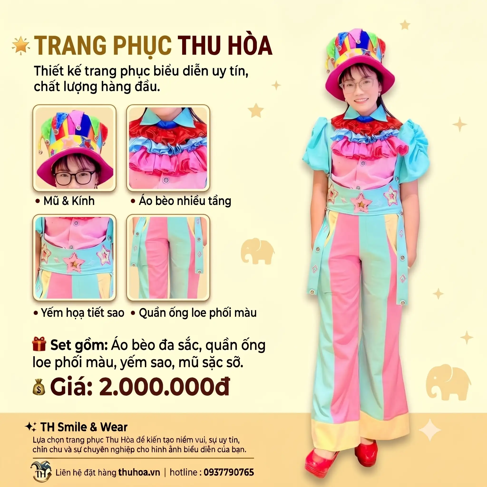 Trang Phục Cô Hề Vui Nhộn Đa Sắc