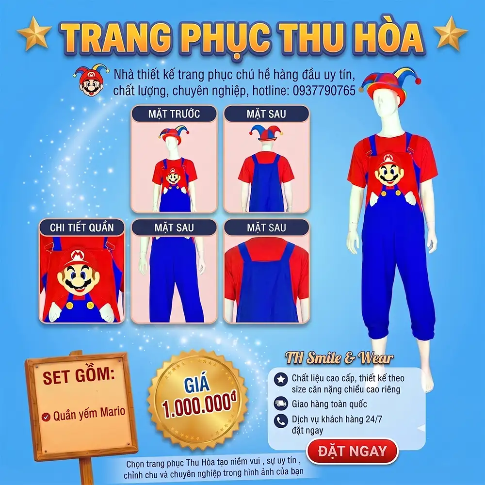 Trang Phục Chú Hề - Yếm Mario 3D