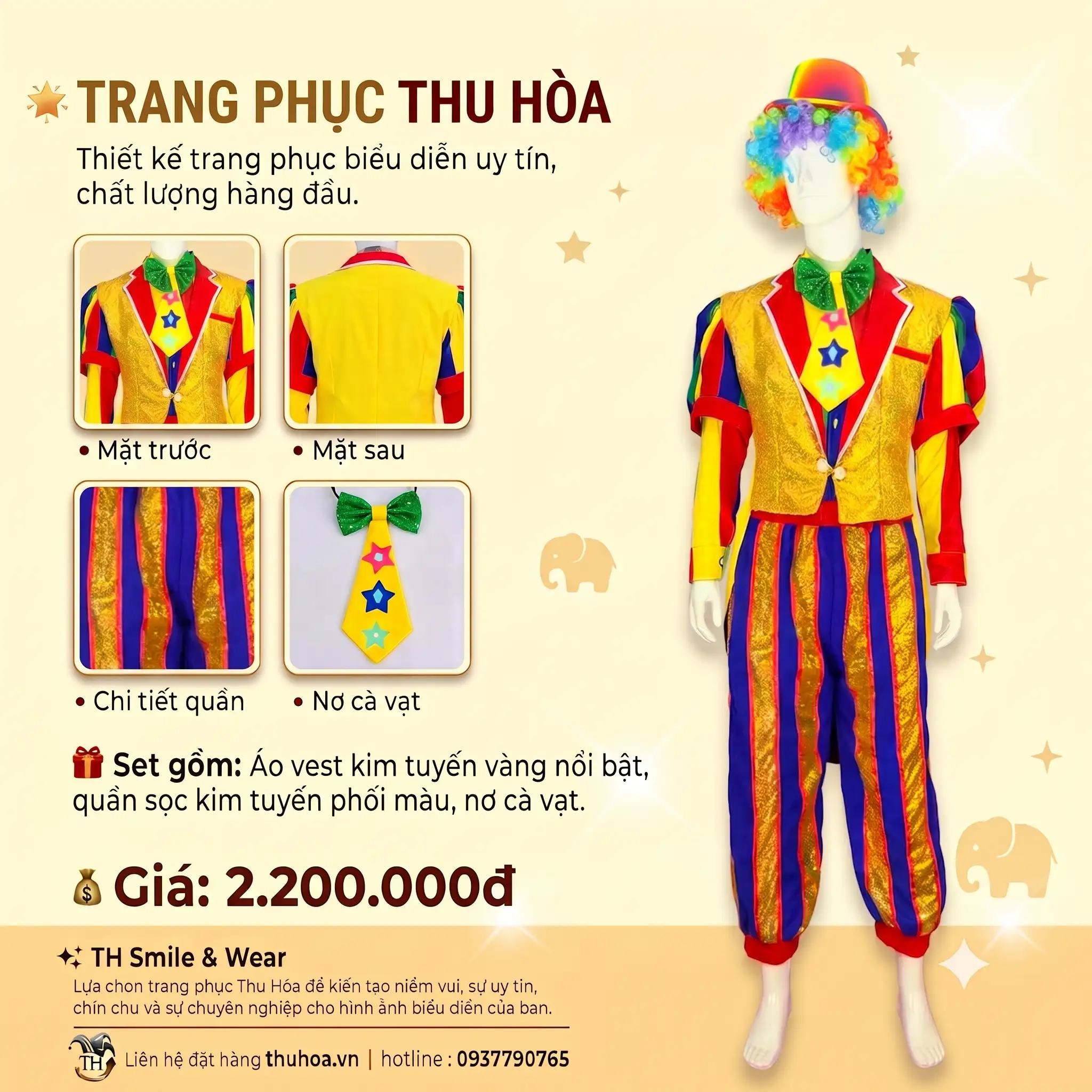 Trang Phục Vest Chú Hề Đuôi Tôm 7 Màu-V11