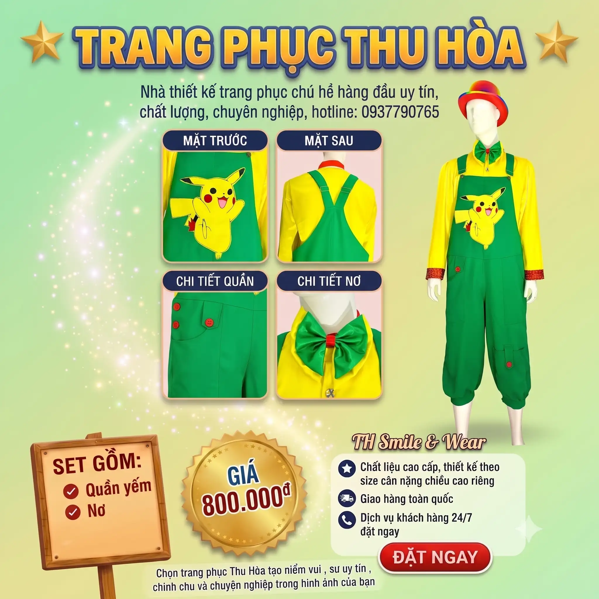 🌟 BÙNG NỔ NĂNG LƯỢNG HOẠT NÁO CÙNG QUẦN YẾM PIKACHU XANH LÁ SIÊU CUTE 🌟