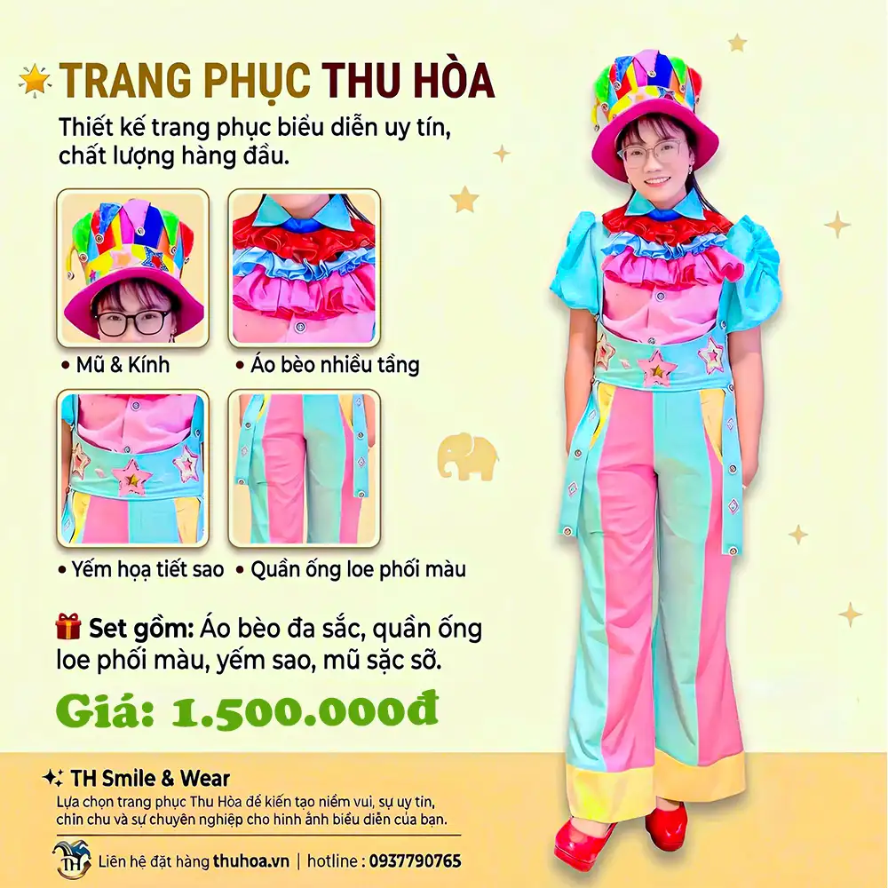 Trang Phục Cô Hề Vui Nhộn Đa Sắc
