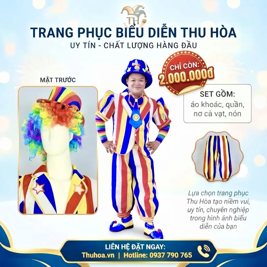 Trang Phục Chú Hề Nhiều Màu-V28