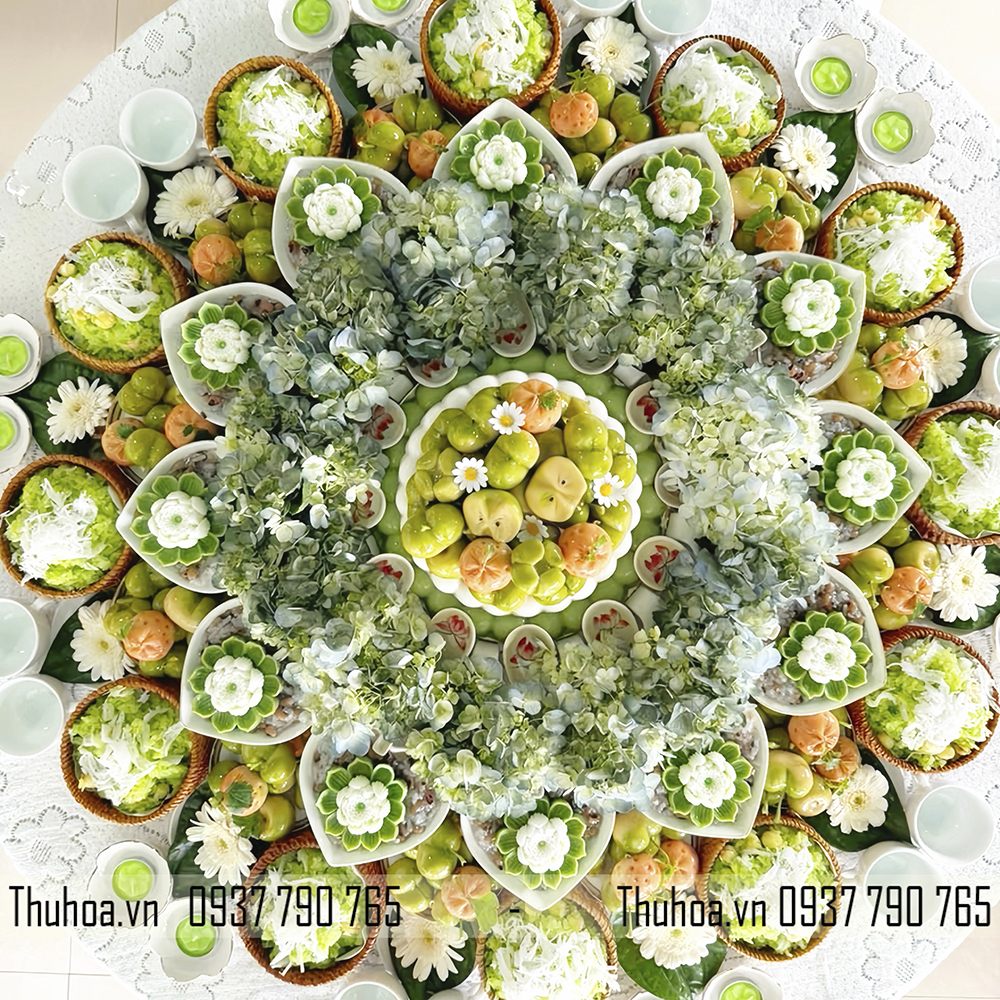 Mâm cúng bé trai tông xanh cao cấp – 13